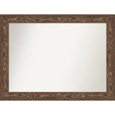 44 x 33 Non-Beveled Bridge Wood Bathroom Wall Mirror Brown - Amanti Art