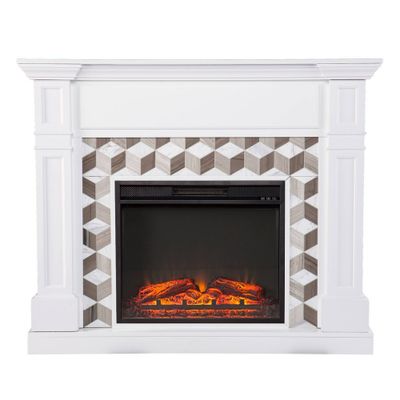 Aiden Lane Dridun Faux Marble Electric Fireplace White/Gray - Aiden Lane |  Connecticut Post Mall