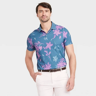 Men Floral Print Textured Polo Shirt