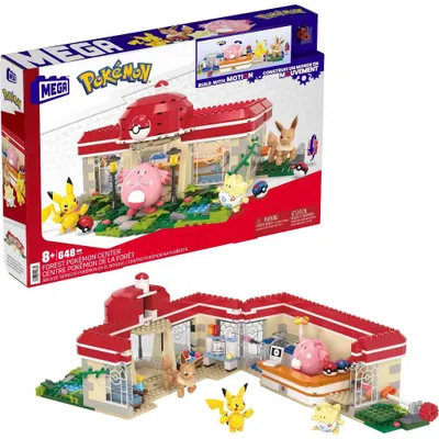 MEGA Pokemon Building Toy Kit, Forest Pokmon Center with 4 Action Figures - 648pcs