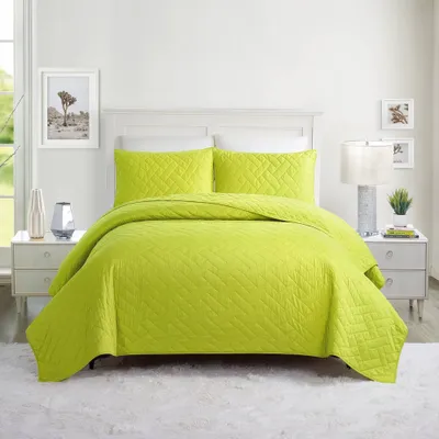 Trina Turk 3pc King Dream Weaver Bedding Set Green: Cotton Quilted, Machine Washable, 205 Thread Count