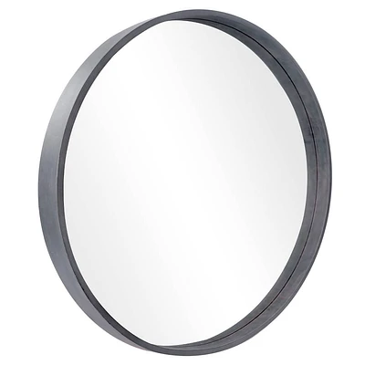 WallBeyond 32 Wooden Round Wall Mirror Gray