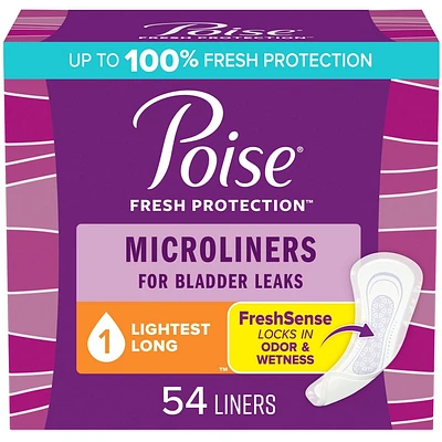 Poise Microliners Postpartum Incontinence Panty Liners - Lightest Absorbency - Regular Length - 54ct
