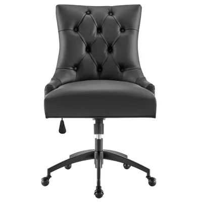 Modway Regent Tufted Vegan Leather Office Chair : Swivel, Adjustable, Metal Base, No Arms