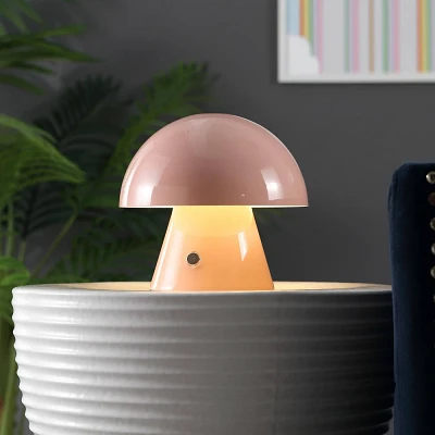 7 Porcini Contemporary Bohemian LED Mushroom Table Lamp  - JONATHAN Y: Touch Sensor, Portable