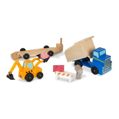 Melissa & Doug Classic Toy Wooden Dump Truck & Loader with Construction Pieces