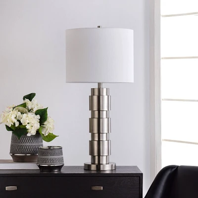 Modern Layered Base Table Lamp Brushed Steel - StyleCraft