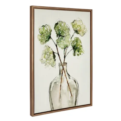 23 x 33 Sylvie Greenery Vase Framed Canvas by Sara Berrenson Gold - Kate & Laurel All Things Decor