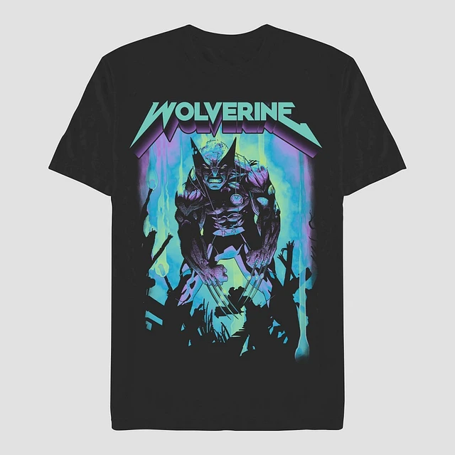 Mens Disney Wolverine hort leeve Graphic T-hirt - Black