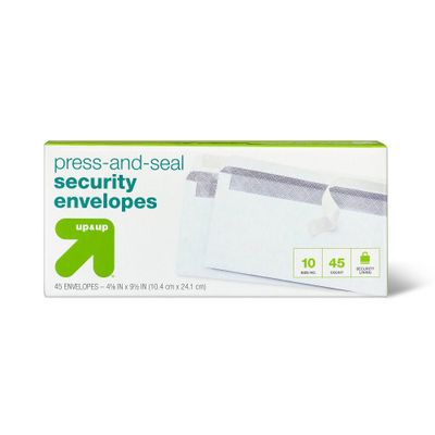 45ct 4 x 9.5 Press and Seal Security Envelopes White - up & up