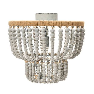 Wood Bead/Metal Semi Flush Light Gray - Storied Home