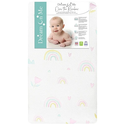 Dream On Me 150 Coil Inner Spring Over the Rainbow Crib and Toddler Mattress - Rainbow