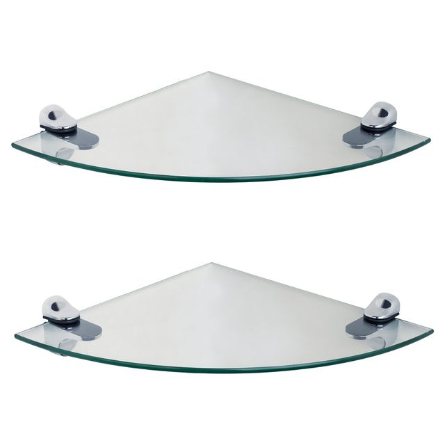 (Set of 2) 10 x 10 Radial Floating Shelves Clear Glass - Danya B.