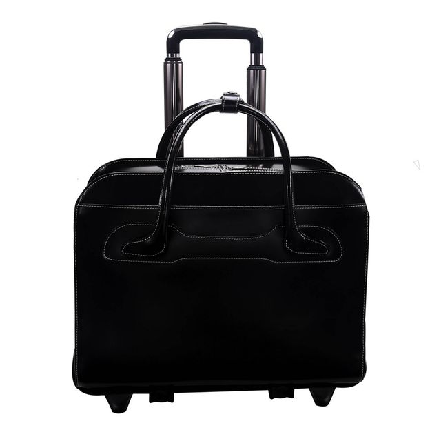 McKlein Willowbrook 1 Leather Patented Detachable - Wheeled Ladies Laptop Briefcase (Black)