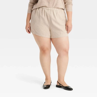 Women High-Rie Linen Dolphin Hem Short