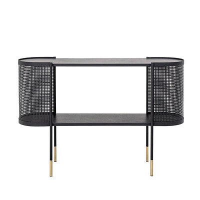 Storied Home Metal Console Table with Shelf for TVs up to 40 Black