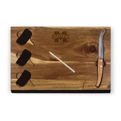 NCAA Mississippi State Bulldogs Delio Acacia Wood Cheese Cutting Board and Tool Set