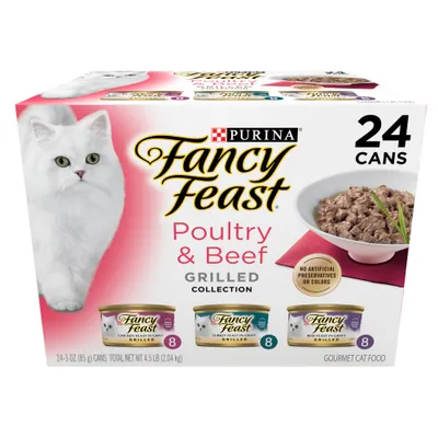 Purina Fancy Feast Grilled Variety Pack with Chicken, Turkey & Beef Flavor Wet Cat Food Cans - 3oz/24ct