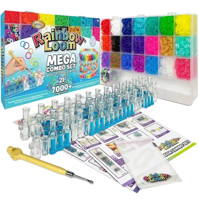 Rainbow Loom Mega Craft Kit: Rubber Band Bracelet & Jewelry Making Set with Beads for Kids 7+