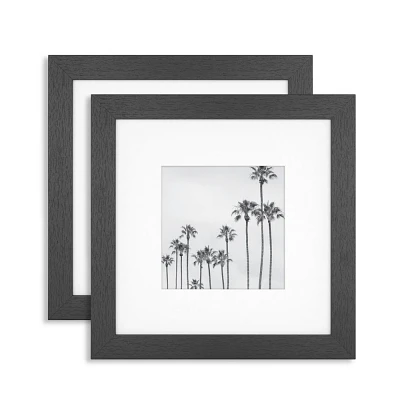 Master & Co. (Set of 2) 10x10 Matted to 6x6 Echo Point Picture Frames Black Woodgrain