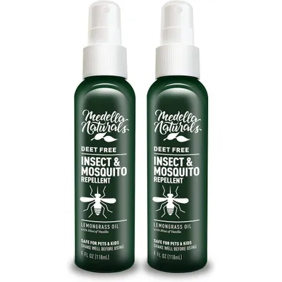 Medella 2pk Natural Insect & Mosquito Personal Repellent 4oz: Herbal, Non-Chemical, Deet-Free Spray