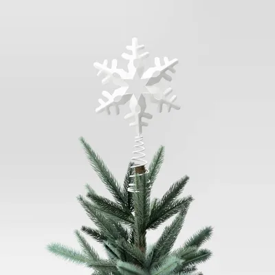 13.5 Metal Snowflake Christmas Tree Topper White - Wondershop