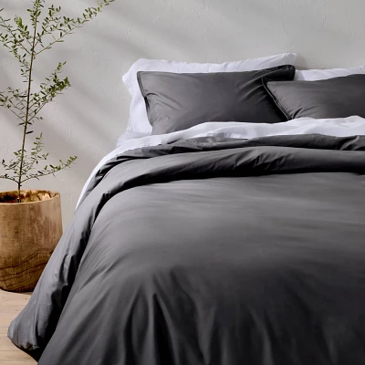 King Cotton Percale Duvet Set Dark Gray - Casaluna