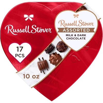 Russell Stover Valentines Assorted Chocolates Red Foil Heart - 10oz