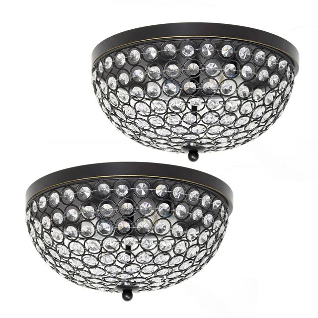 Set of 2 13 Elipse Crystal Flush Mount Ceiling Lights - Designs