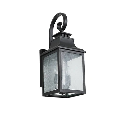 Wellfor 23 Aluminum with Glass Outdoor Wall Light Sconce - Black: Weather-Resistant, E12 Socket, 40W Max