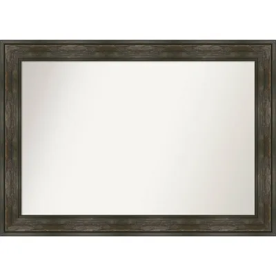 42 x 30 Non-Beveled Rail Rustic Char Bathroom Wall Mirror - Amanti Art: Polystyrene Frame, Rectangle Vanity Mirror