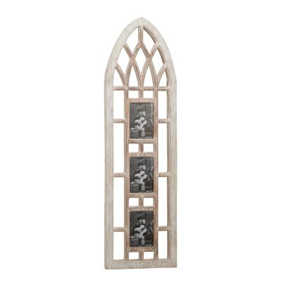 Wood 3 Slot Wall Photo Frame with Window Arch Shape Light Brown - Olivia & May: Cathedral Style, Holds Multiple Images