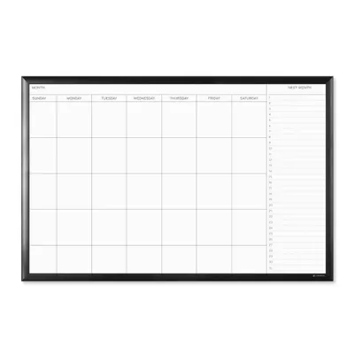 U Brands 36x24 Magnetic Dry Erase Calendar Board Black Aluminum Frame