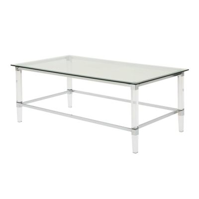 Bayla Modern Coffee Table Clear - Christopher Knight Home: Tempered Glass, Iron & Acrylic