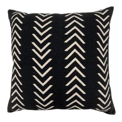 22x22 Oversize Chevron Square Throw Pillow Cover Black - Saro Lifestyle: Cotton, Zipper Closure, Machine Washable