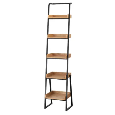 73 Estanier 5 Tier Ladder Shelf Natural/Black - Lifestorey