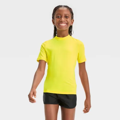 Girls Solid Rash Guard Swim Top