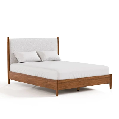 HOMES: Inside + Out Full Riverstone Mid-Century Modern Platform Bed with Headboard Boucle