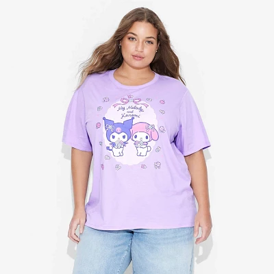 Womens My Melody and Kuromi Short Sleeve Graphic T-Shirt