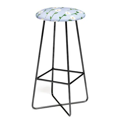 Deny Designs Reves et Histoires Cute Little Flowers Barstool : 30 Height, Faux Leather, Steel Frame