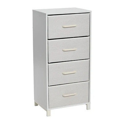 Household Essentials Dresser Tower White: Particle Board Frame, 4-Drawer Storage, Adult Assembly Required