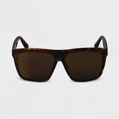 Womens Tortoise Shell Plastic Shield Sunglasses - A New Day Brown