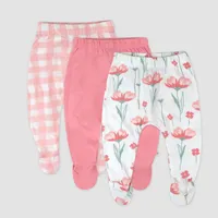 Honest Baby 3pk Floral Footed Harem Pants