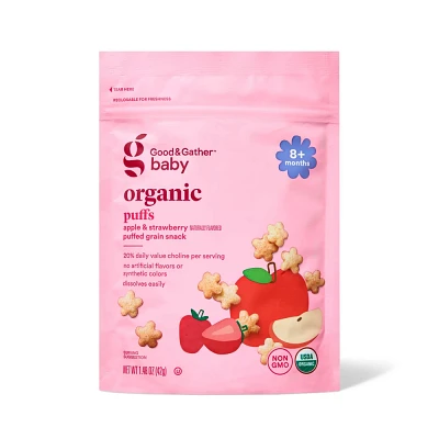 Organic Puffs Baby Snacks - Apple Strawberry - 1.48oz - Good & Gather