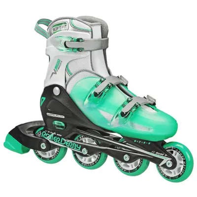 Roller Derby Kids V-Tech 500 Adjustable Inline Skates - Mint/Green/White (6-9)