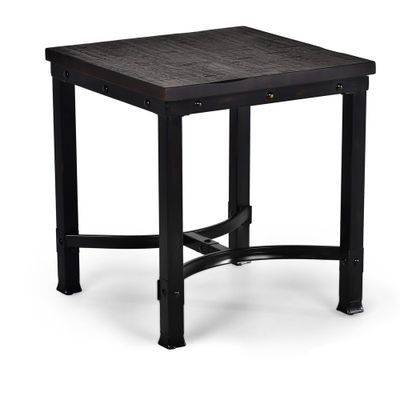 Ambrose End Table Dark Brown/Rustic Honey - Steve Silver Co.: Iron Frame, Square Shape, 24 Height