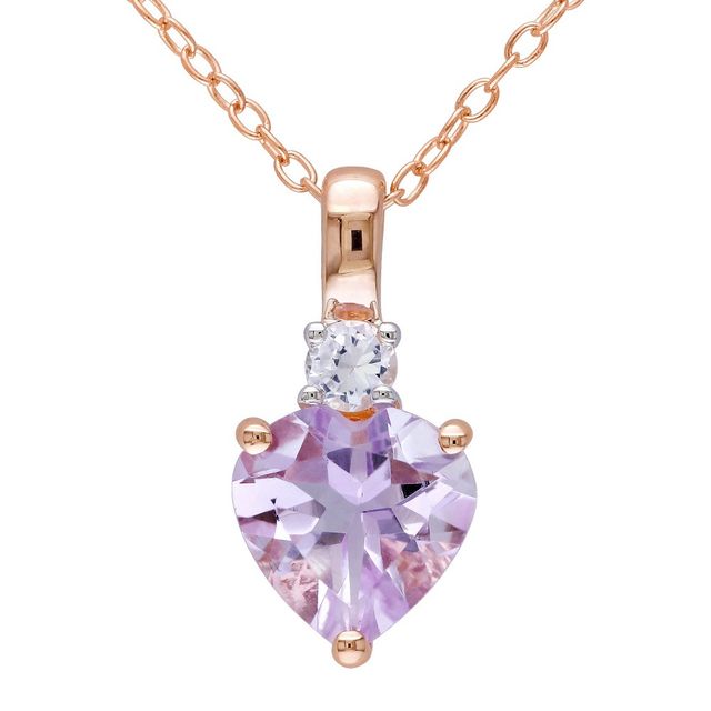 1.65 CT. T.W. Rose de France and .15 CT. T.W. Simulated Sapphire Pendant Necklace Pink Rhodium Plated Silver - Purple
