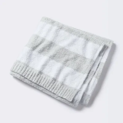 Chenille Stripe Baby Blanket - Gray and White Stripes - Cloud Island