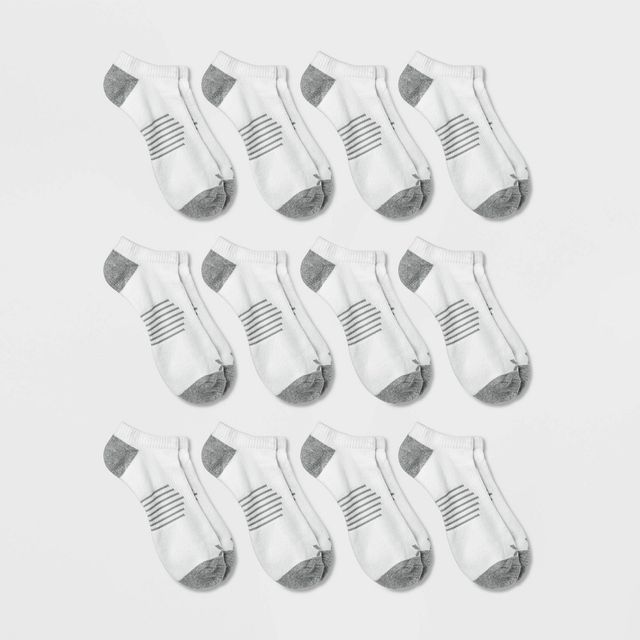 Men No Show Striped Athletic Sock 12pk - All In Motion Gray/ 6-12