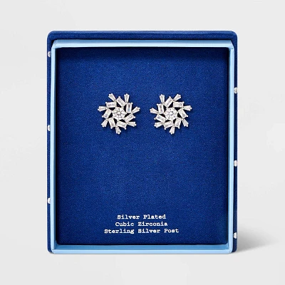 Silver Plated Starburst Cubic Zirconia Stud Earrings